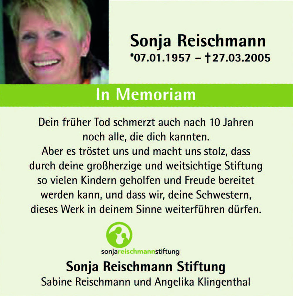 Sonja Reischmann Stiftung Ravensburg - Für Kinder in Not